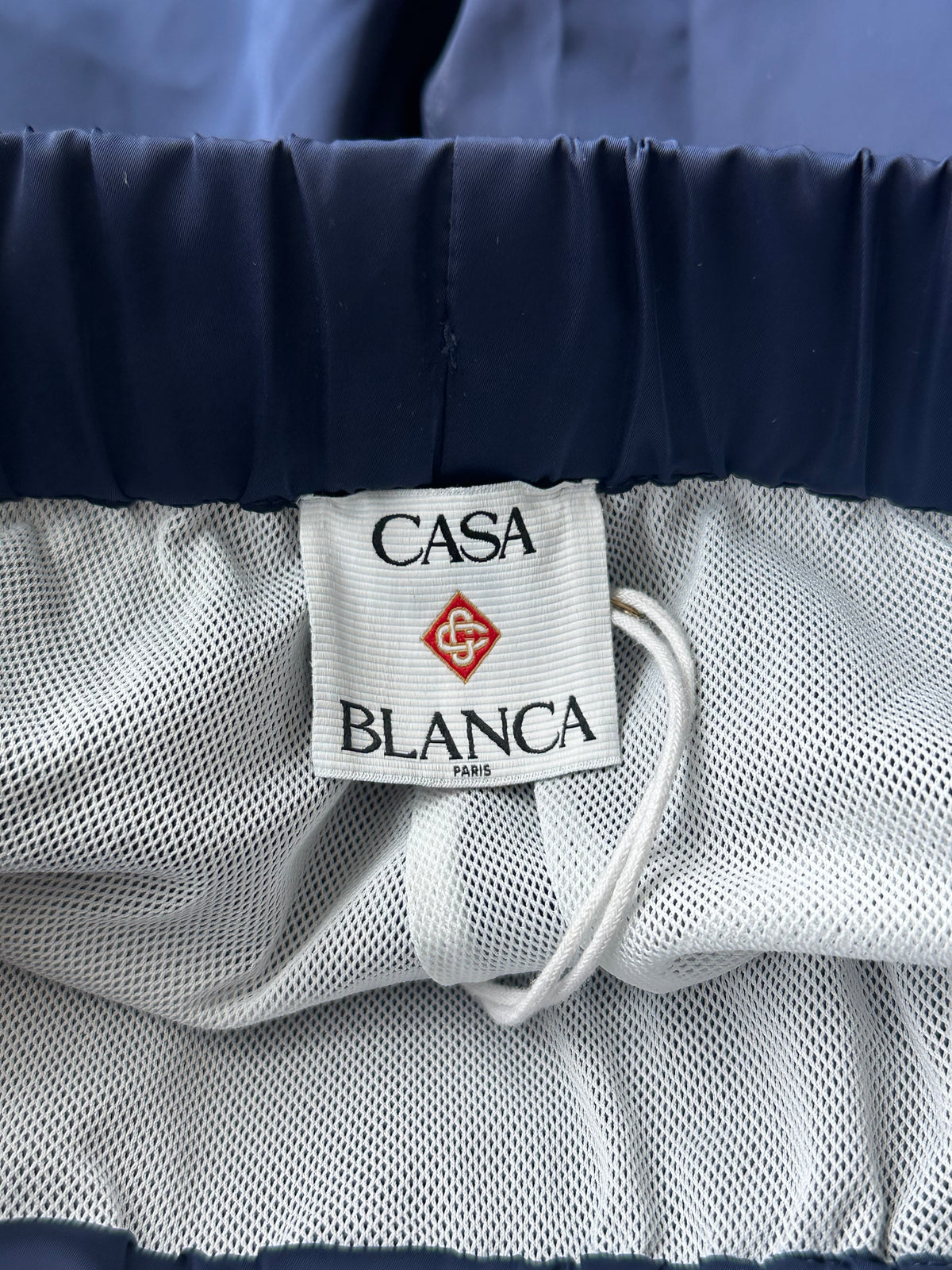 Casablanca Navy, Blue & Green Striped Swim Shorts