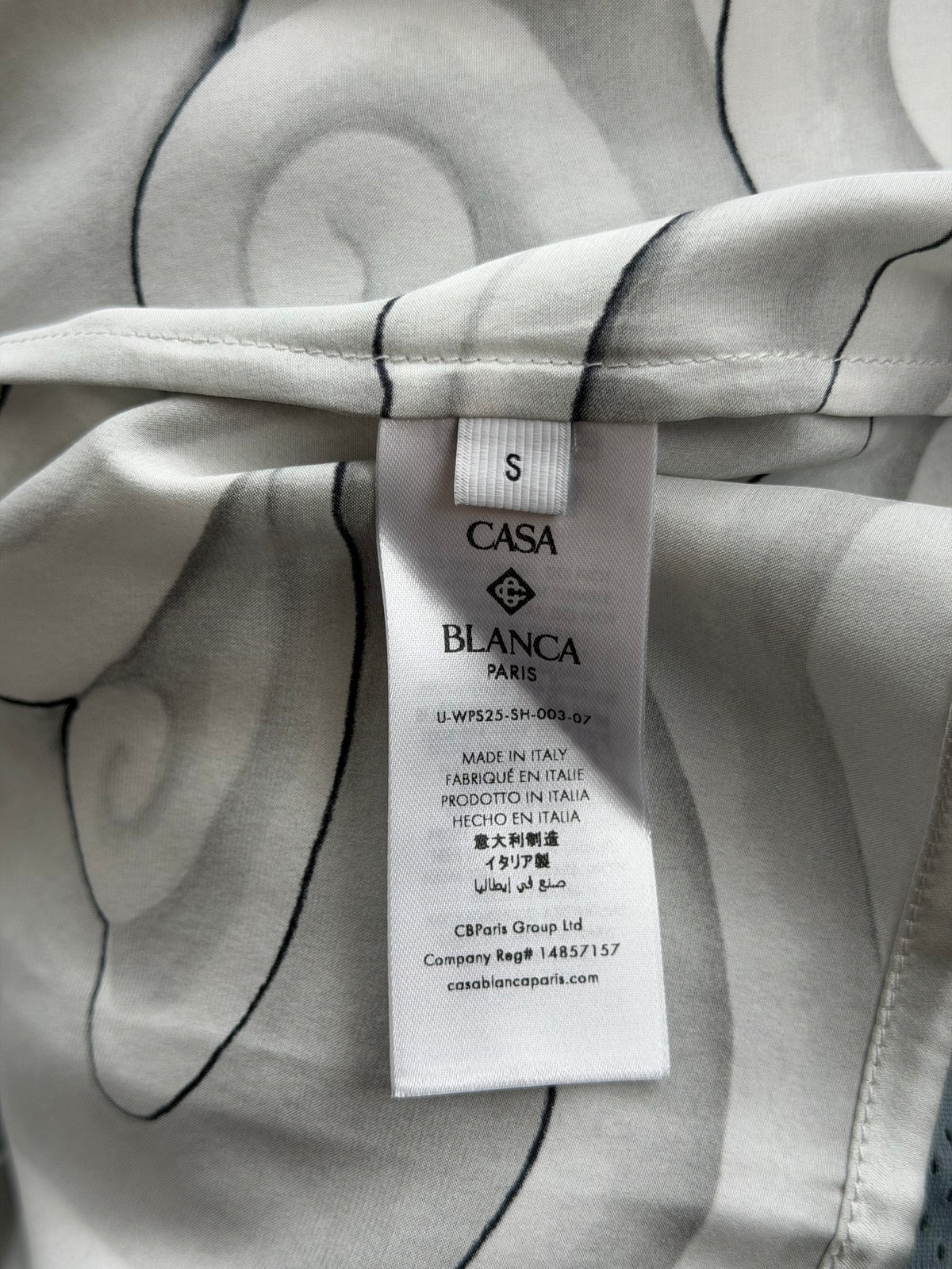 Casablanca White & Grey Sacred Stone Silk Button Up Shirt