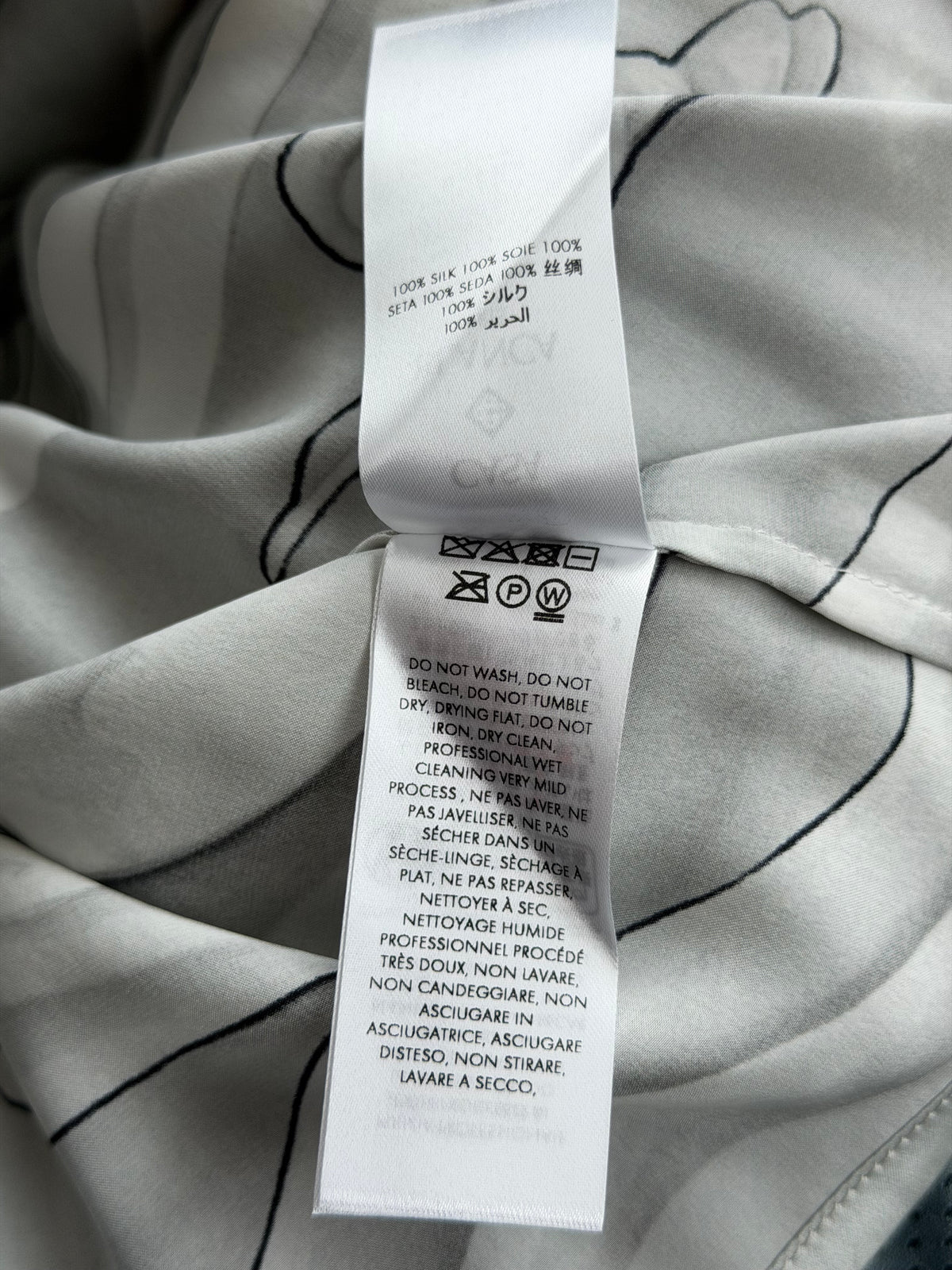 Casablanca White & Grey Sacred Stone Silk Button Up Shirt