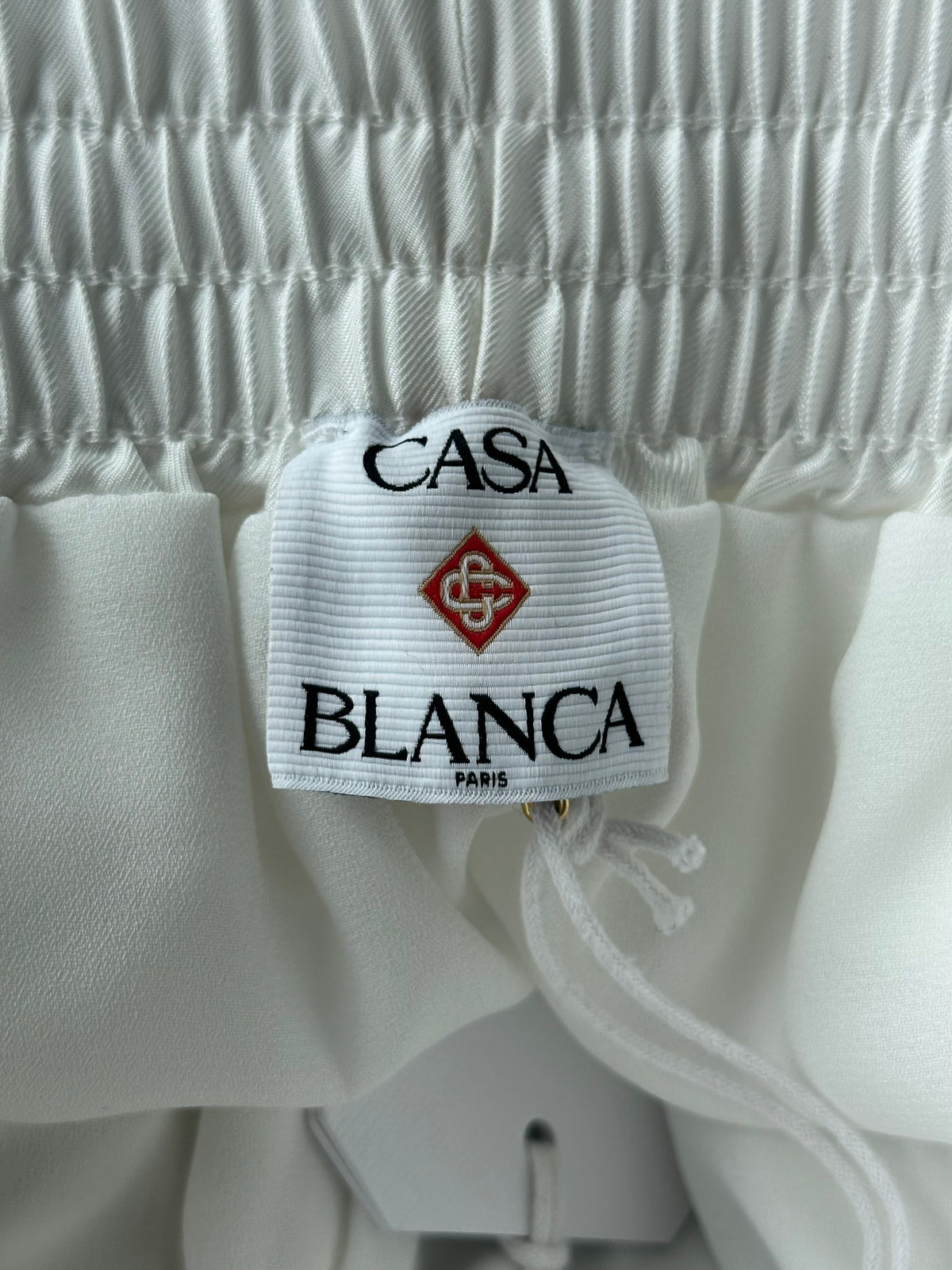 Casablanca White, Blue & Green Tennis Club Logo Silk Shorts