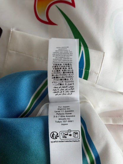 Casablanca White & Multicolor Flame Graphic Silk Button Up Shir