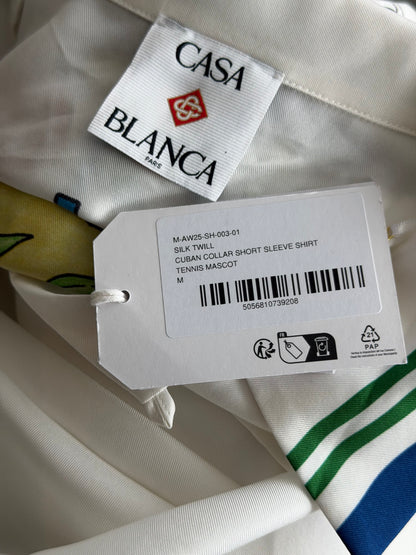 Casablanca White & Multicolor Tennis Mascot Silk Button Up Shirt