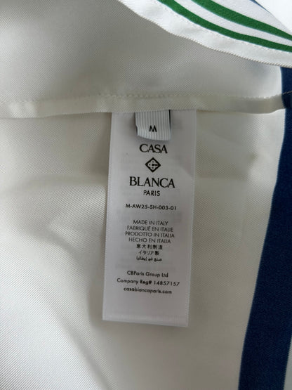 Casablanca White & Multicolor Tennis Mascot Silk Button Up Shirt