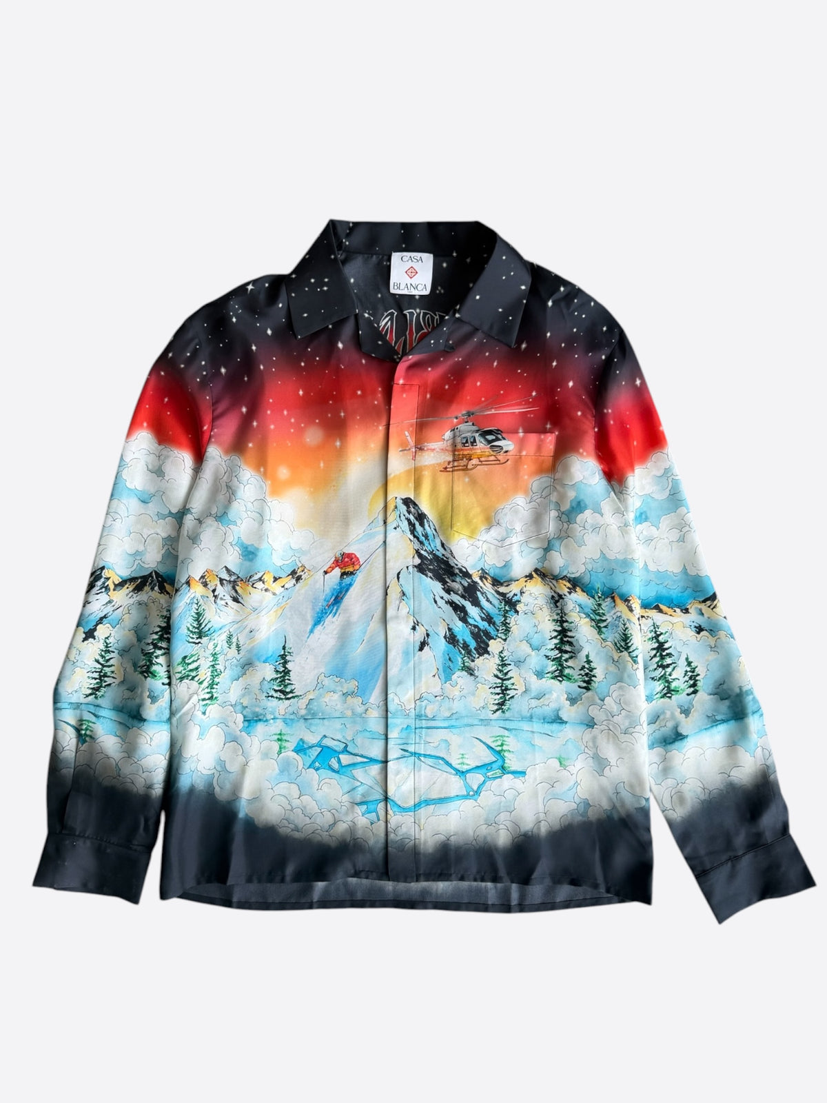 Casablanca Black & Multicolor Ski Graphic Silk Button Up Shirt