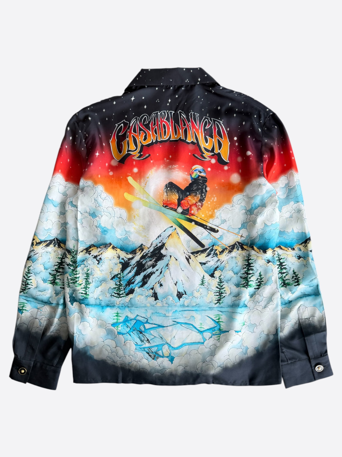 Casablanca Black & Multicolor Ski Graphic Silk Button Up Shirt