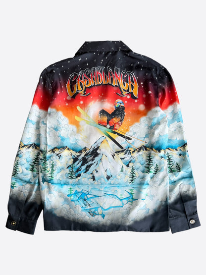 Casablanca Black & Multicolor Ski Graphic Silk Button Up Shirt