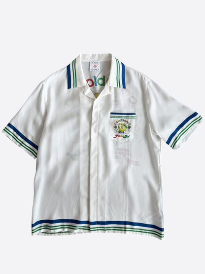Casablanca White & Multicolor Tennis Mascot Silk Button Up Shirt