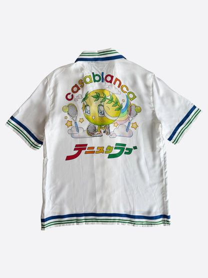 Casablanca White & Multicolor Tennis Mascot Silk Button Up Shirt