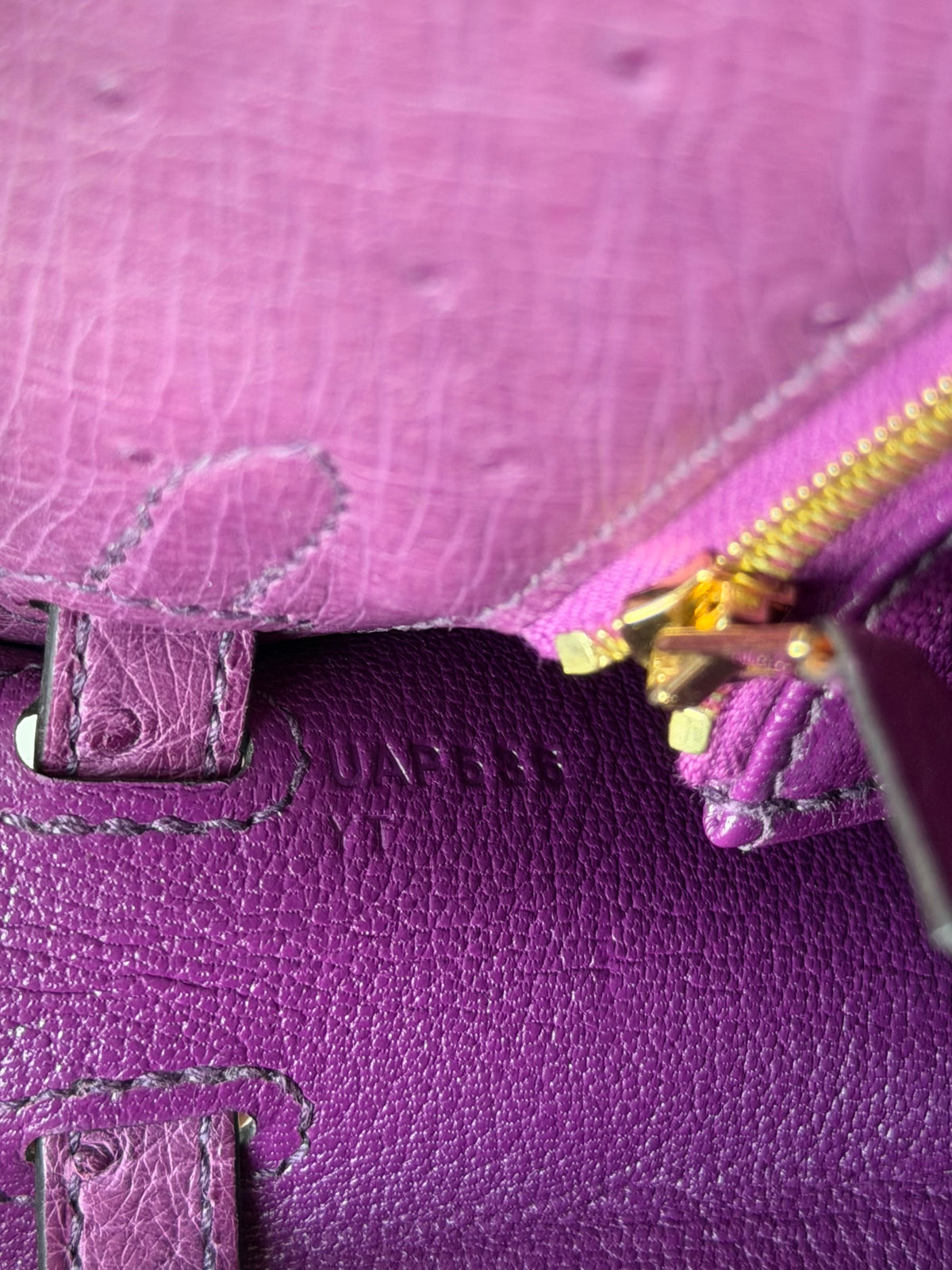 Hermès Purple Ostrich & Gold Hardware Kelly 25