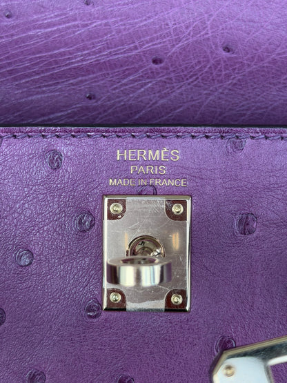 Hermès Purple Ostrich & Gold Hardware Kelly 25