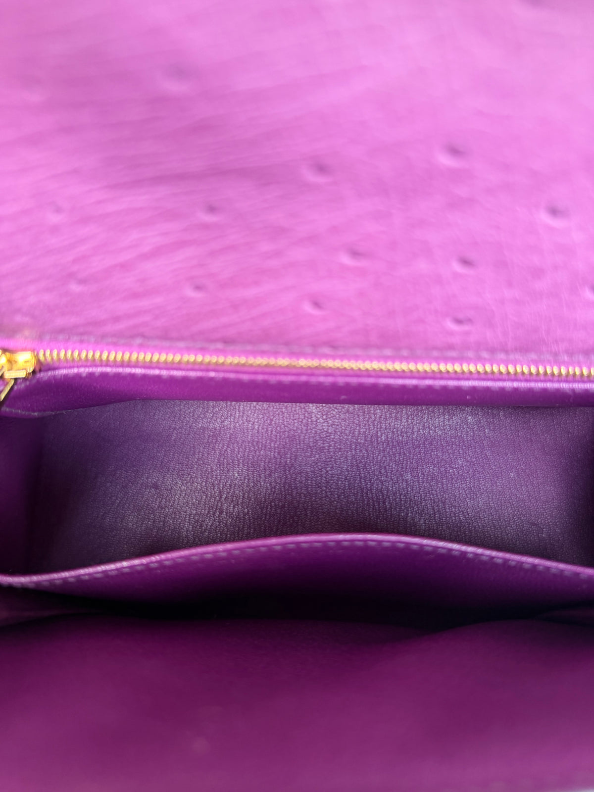 Hermès Purple Ostrich & Gold Hardware Kelly 25