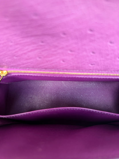 Hermès Purple Ostrich & Gold Hardware Kelly 25