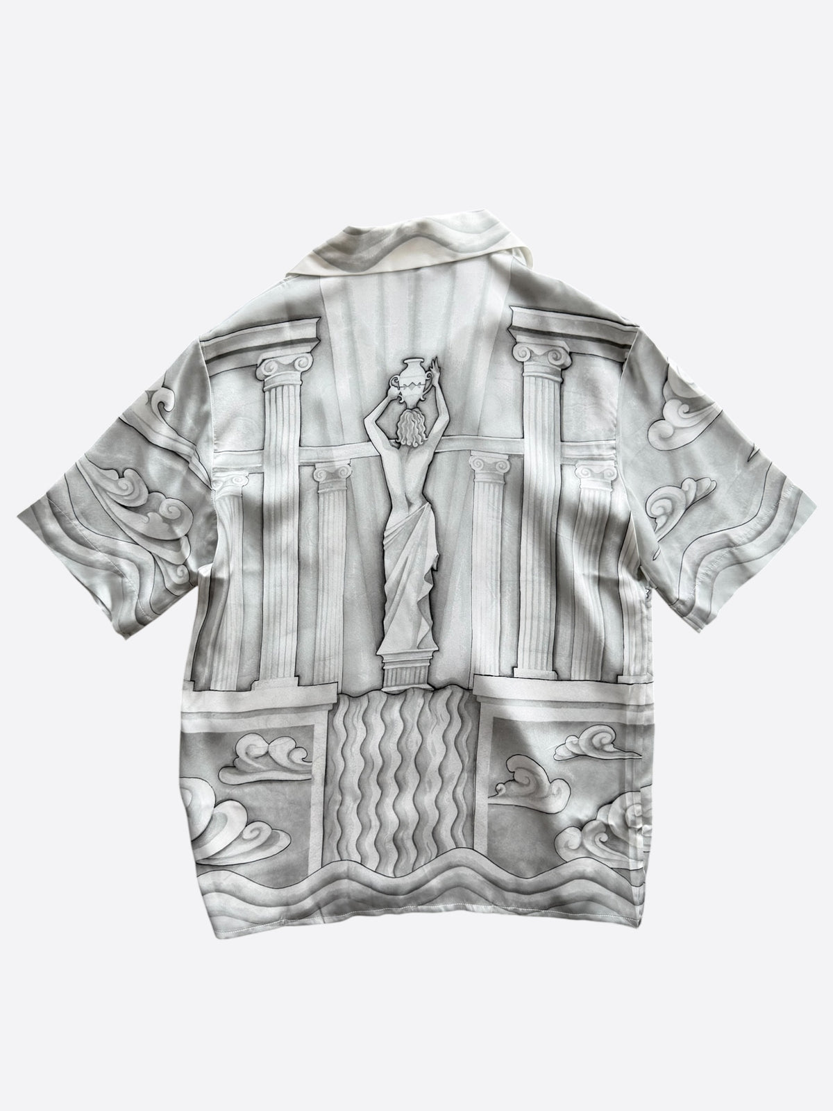 Casablanca White & Grey Sacred Stone Silk Button Up Shirt