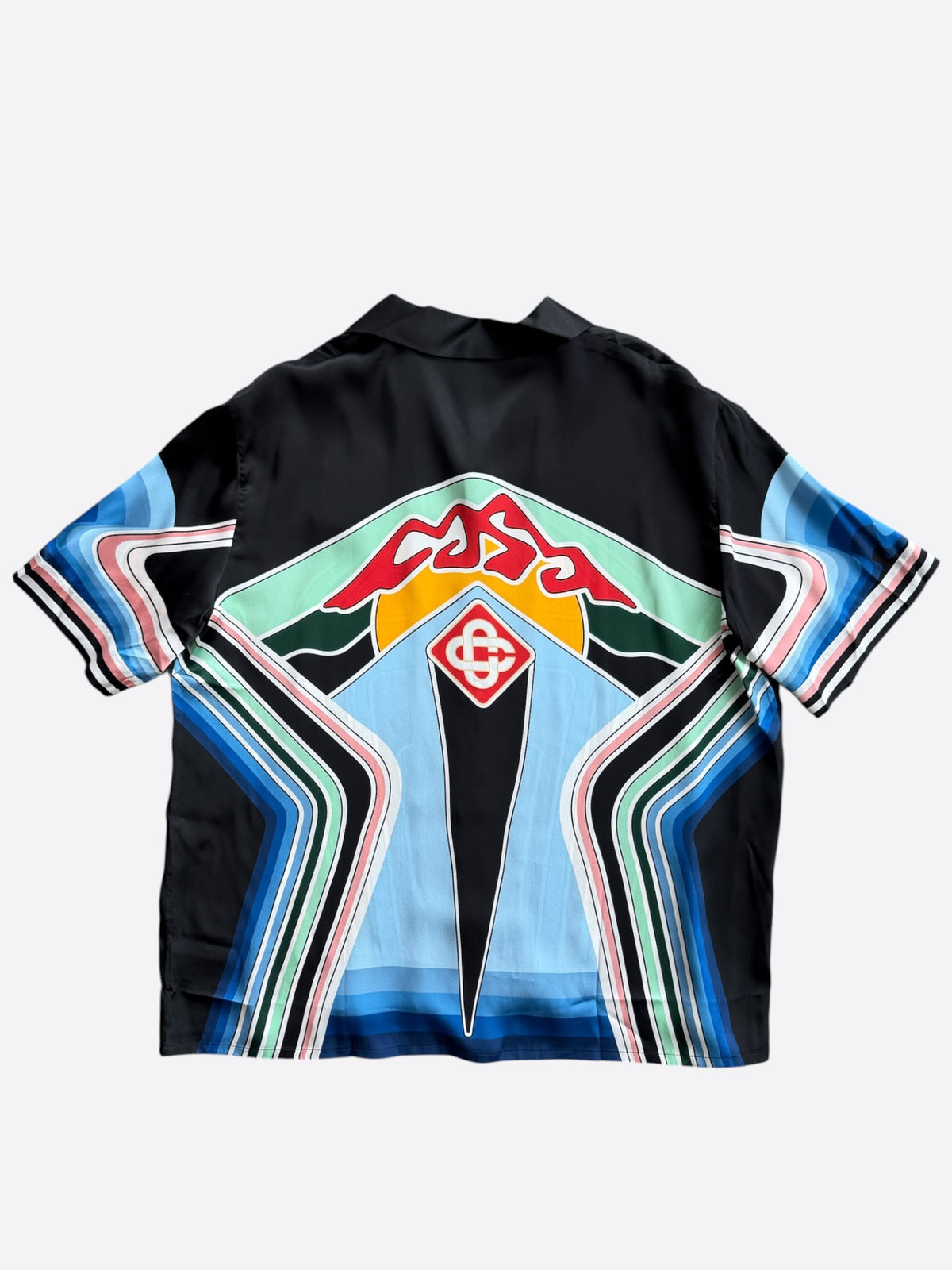 Casablanca Black & Multicolor Mountain Graphic Silk Button Up Shirt
