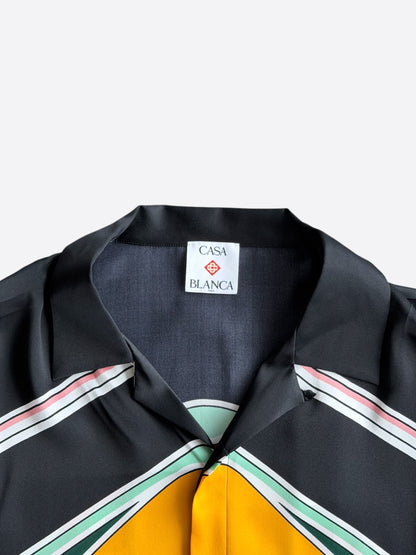 Casablanca Black & Multicolor Mountain Graphic Silk Button Up Shirt