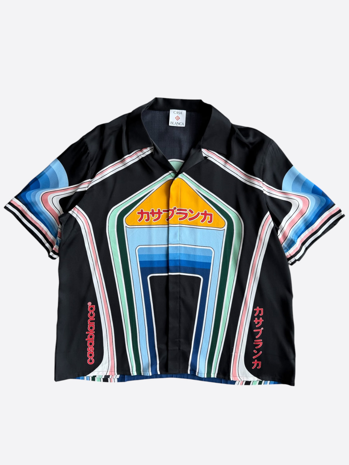Casablanca Black & Multicolor Mountain Graphic Silk Button Up Shirt