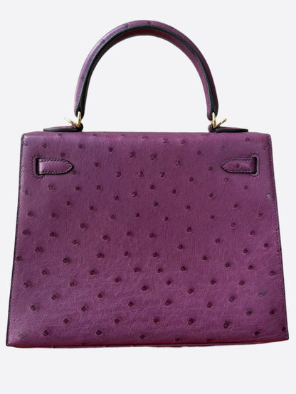 Hermès Purple Ostrich & Gold Hardware Kelly 25