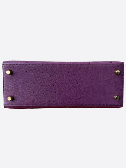 Hermès Purple Ostrich & Gold Hardware Kelly 25