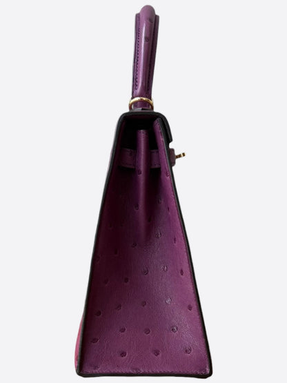 Hermès Purple Ostrich & Gold Hardware Kelly 25