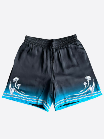 Casablanca Black & Multicolor Blades Graphic Silk Shorts