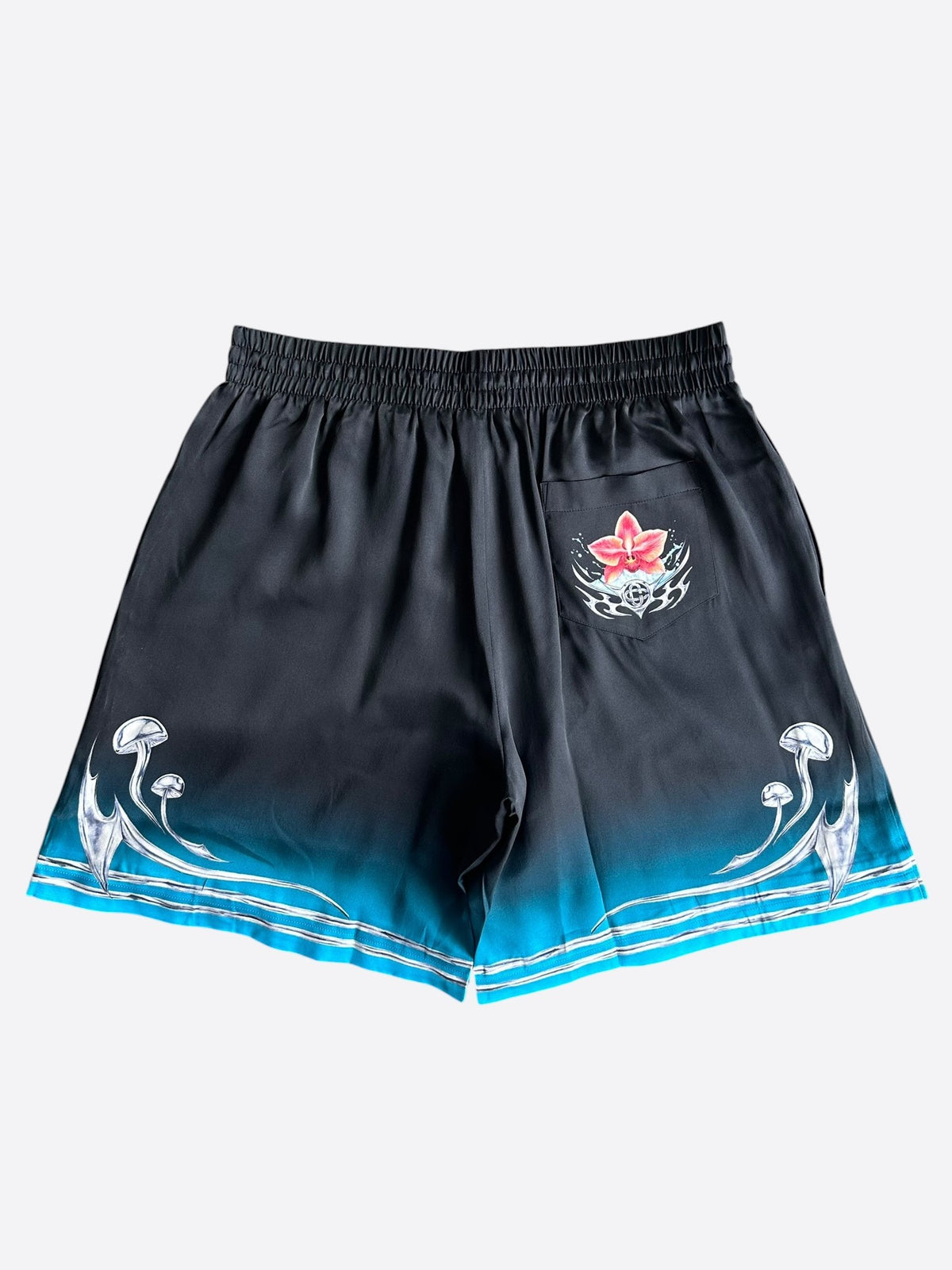 Casablanca Black & Multicolor Blades Graphic Silk Shorts