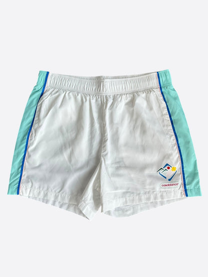 Casablanca White & Blue Striped Windbreaker Shorts