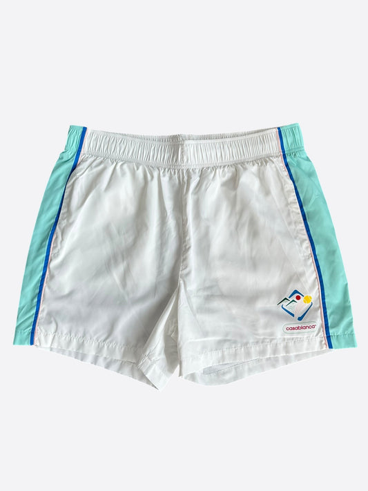 Casablanca White & Blue Striped Windbreaker Shorts