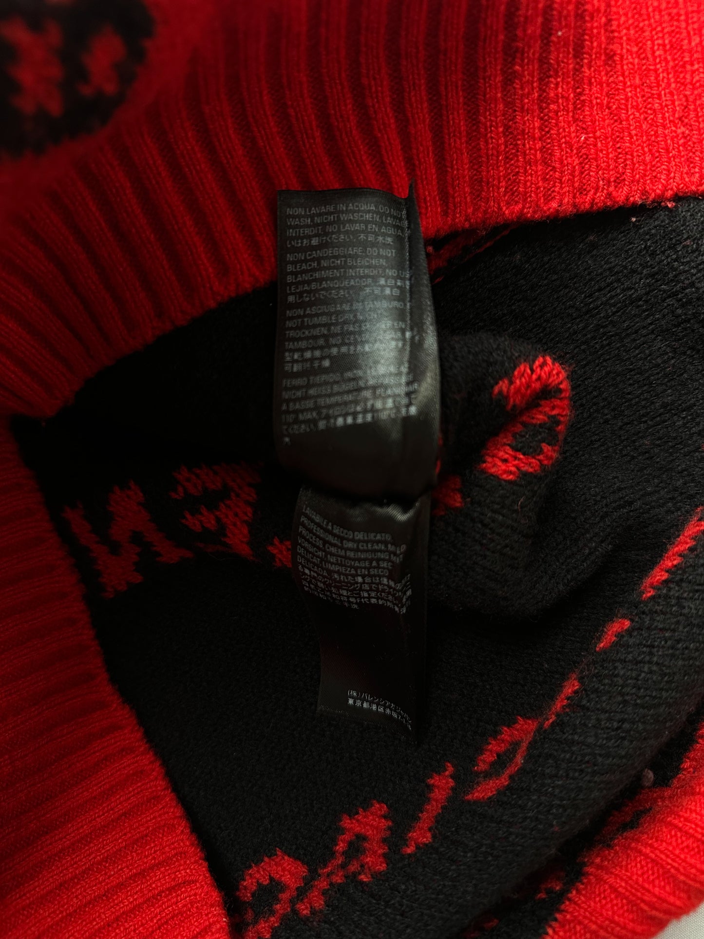 Balenciaga Red & Black All Over Logo Knit Sweater