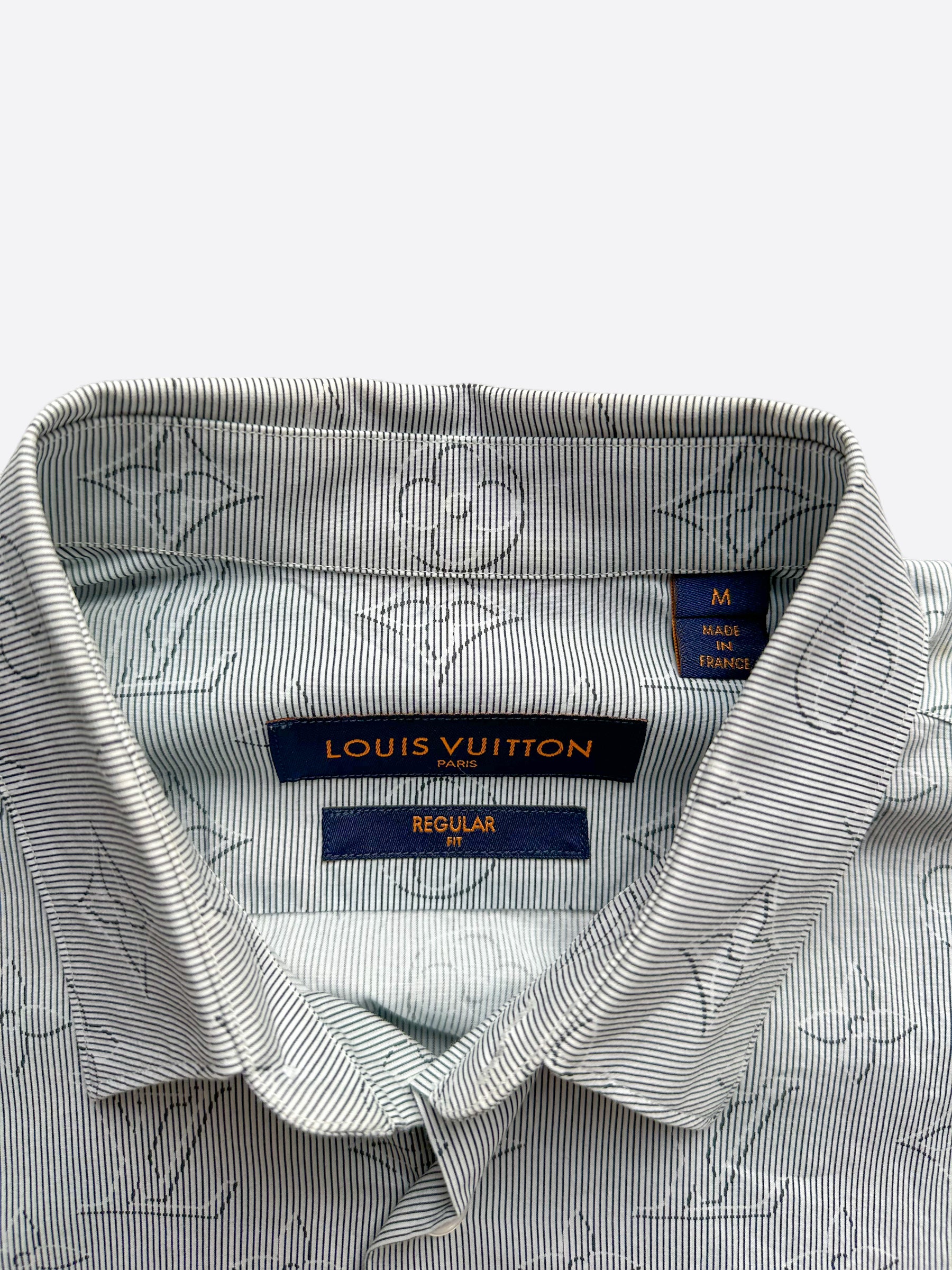 LOUIS VUITTON Men's White Button Up Dress Shirt