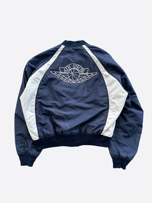 Dior Air Jordan Navy & White Embroidered Silk Bomber