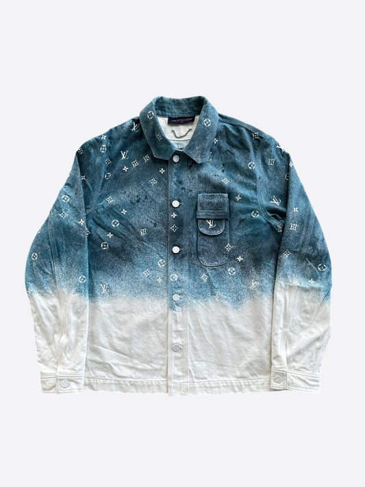 Louis Vuitton Blue & White Gradient Snowfall Monogram Denim Jacket