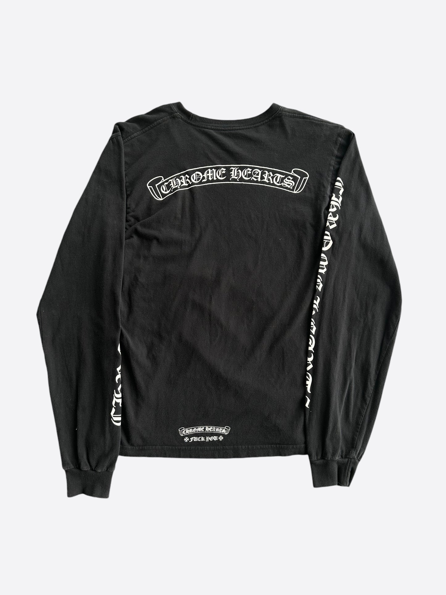 Chrome Hearts Black & White Scroll Logo Longsleeve T-Shirt