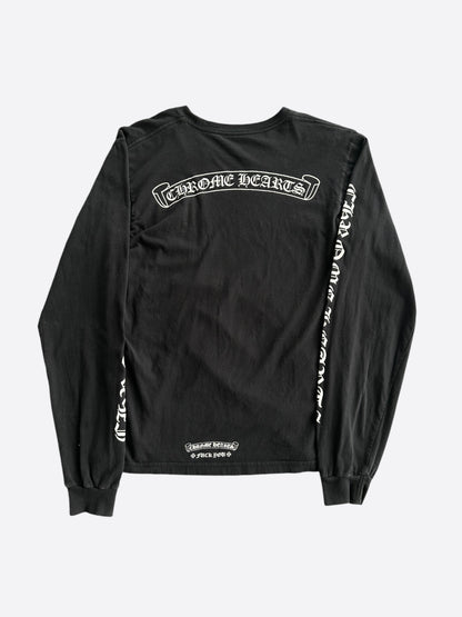 Chrome Hearts Black & White Scroll Logo Longsleeve T-Shirt