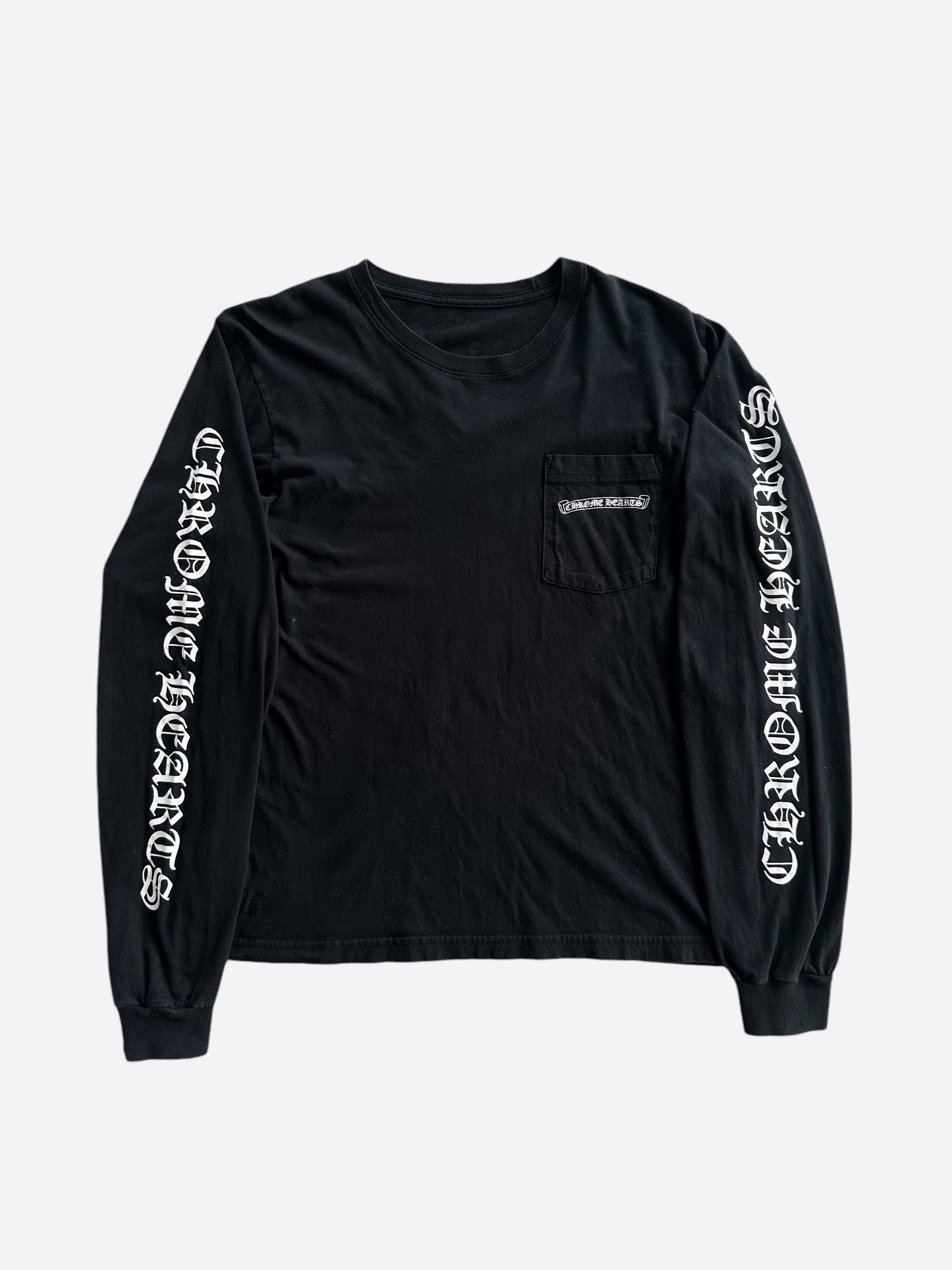 Chrome Hearts Black & White Scroll Logo Longsleeve T-Shirt
