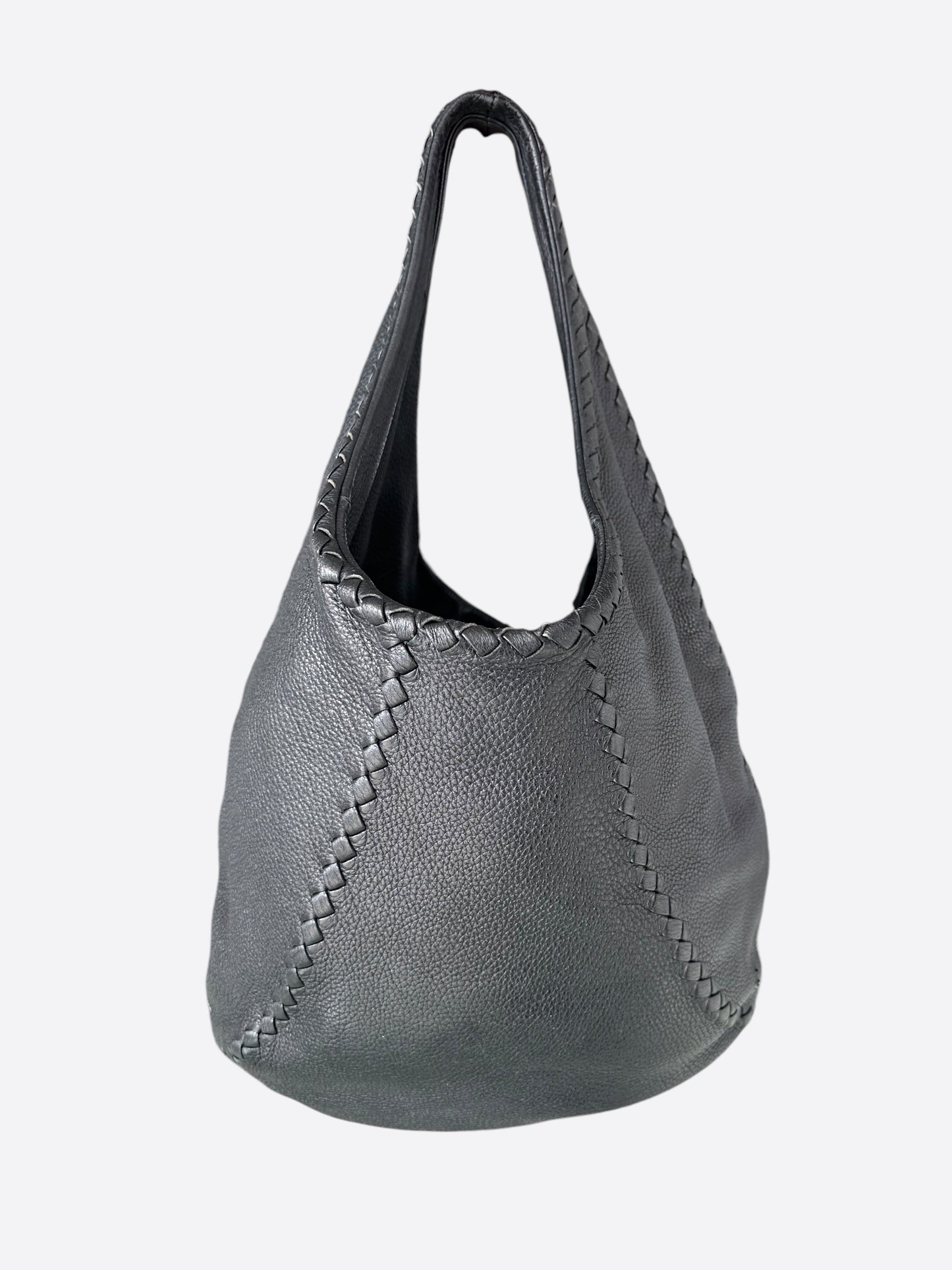 Bottega Veneta Black Leather Cervo Large Hobo Bag