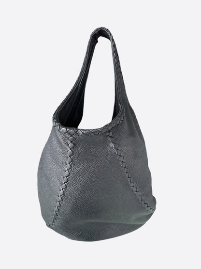 Bottega Veneta Black Leather Cervo Large Hobo Bag