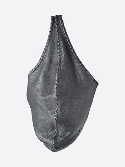 Bottega Veneta Black Leather Cervo Large Hobo Bag