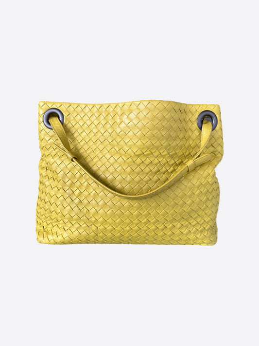 Bottega Veneta Yellow Intrecciato Leather Garda Bag