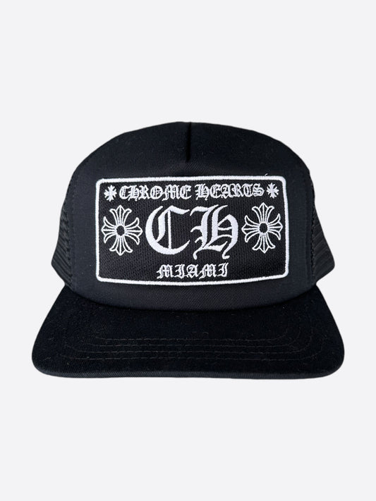 Chrome Hearts Black & White Miami Trucker Hat