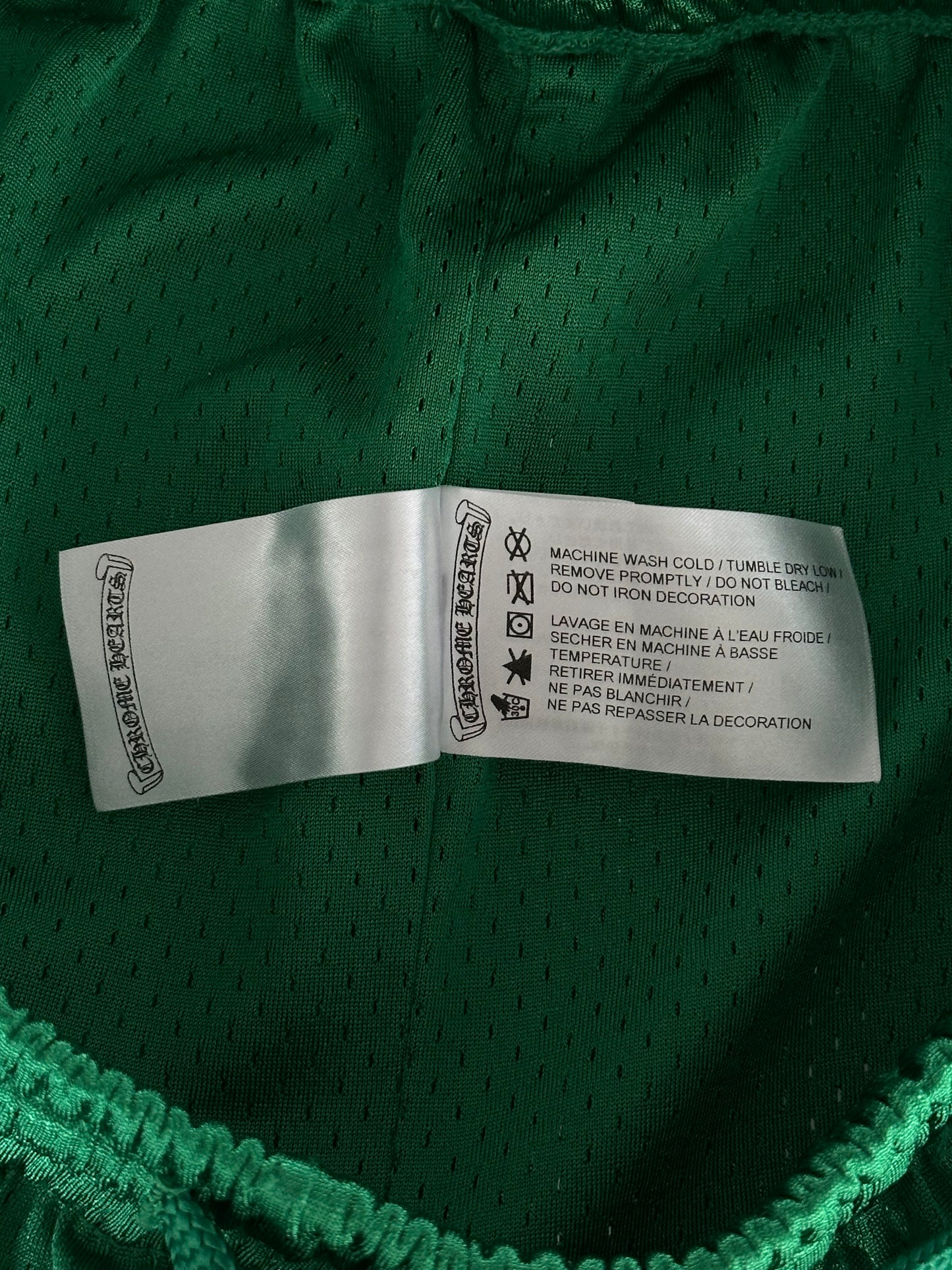 Chrome Hearts Green & Yellow Logo Mesh Shorts