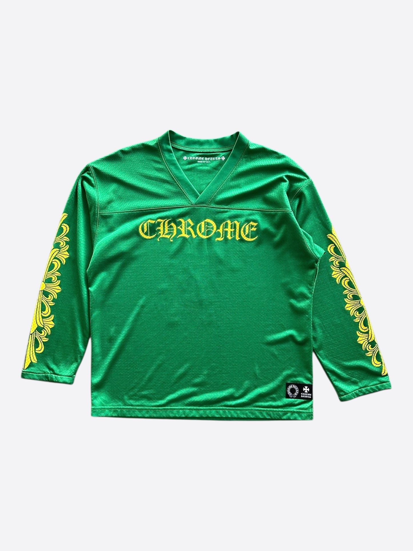 Chrome Hearts Green & Yellow Floral Nylon Mesh Longsleeve Jersey