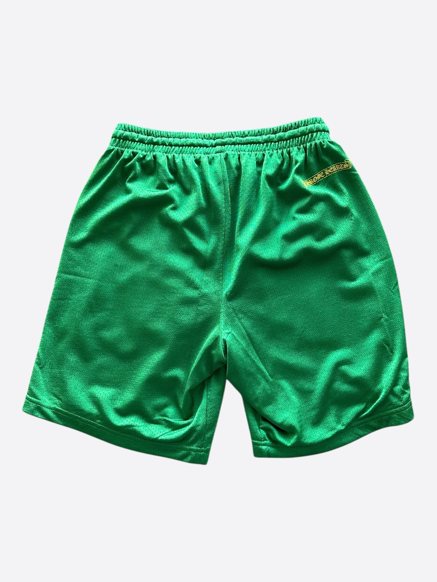 Chrome Hearts Green & Yellow Logo Mesh Shorts