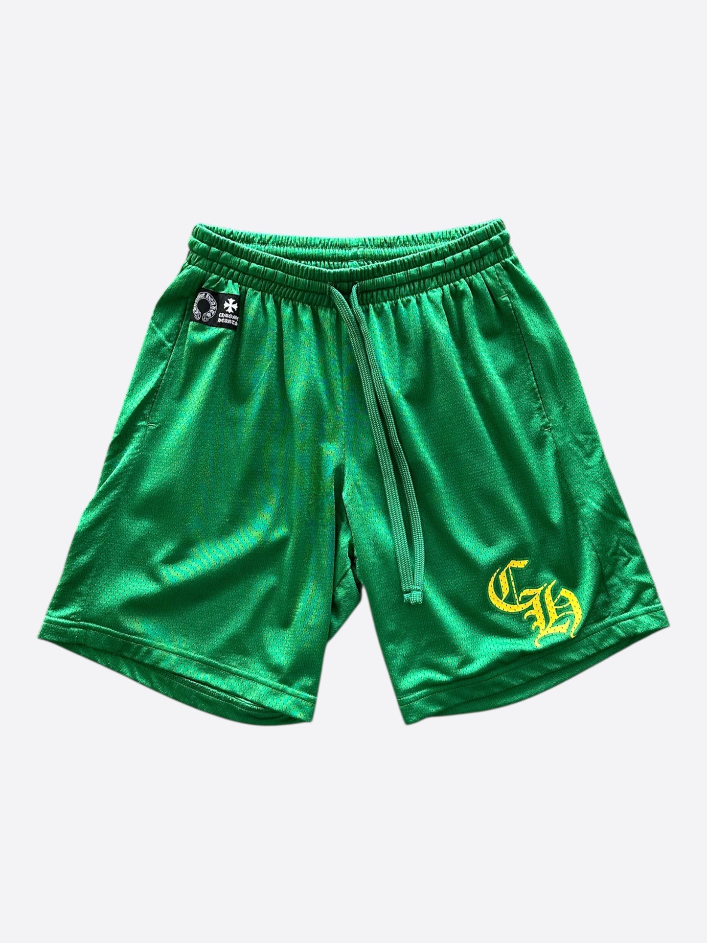 Chrome Hearts Green & Yellow Logo Mesh Shorts