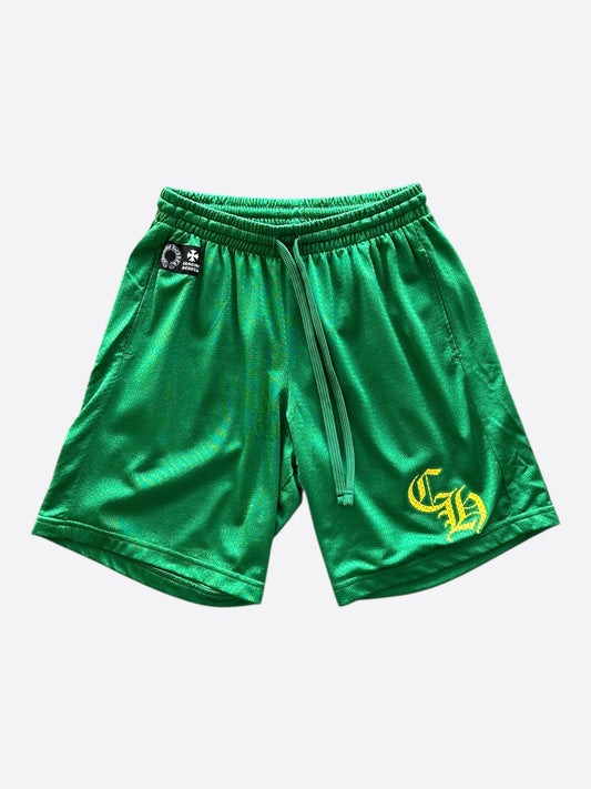 Chrome Hearts Green & Yellow Logo Mesh Shorts