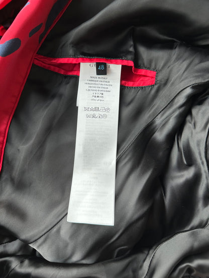 Gucci Red & Black Ghost GG Monogram Bomber Jacket