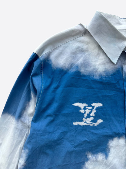 Louis Vuitton Blue & White Cloud Logo Button Up Shirt