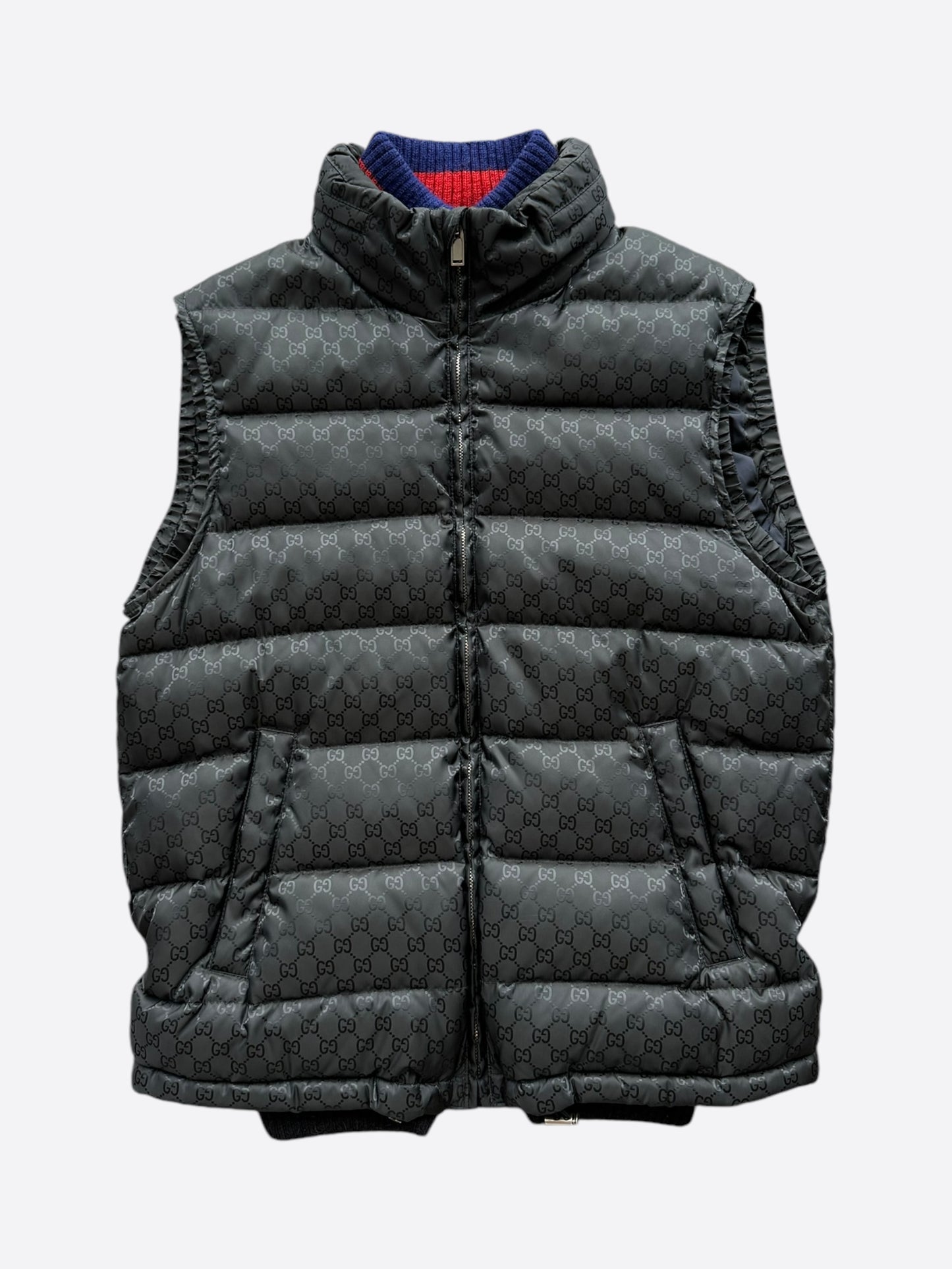 Gucci Black GG Monogram Puffer Vest