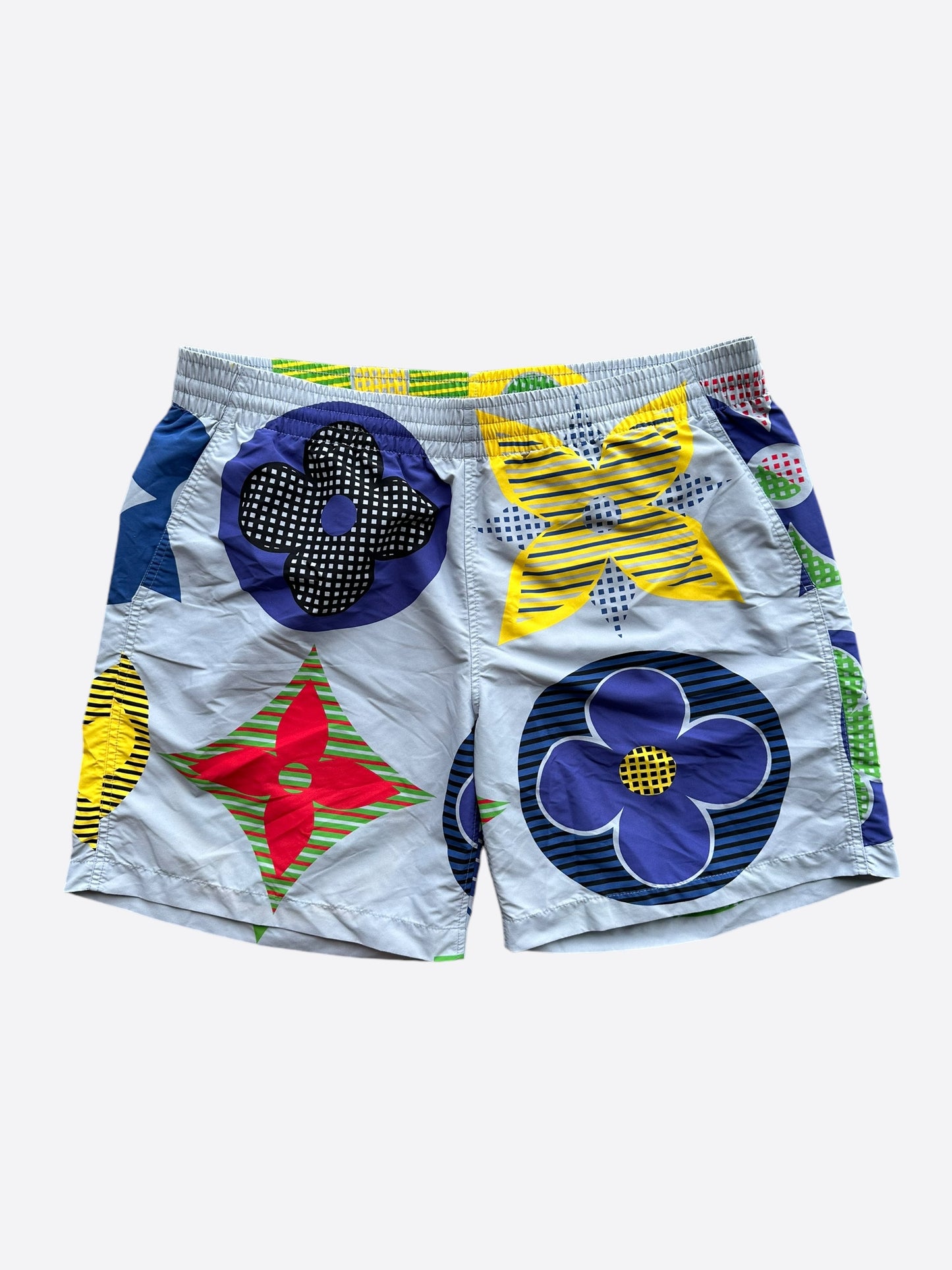 Louis Vuitton Grey Multicolor Flower Monogram Swimshorts