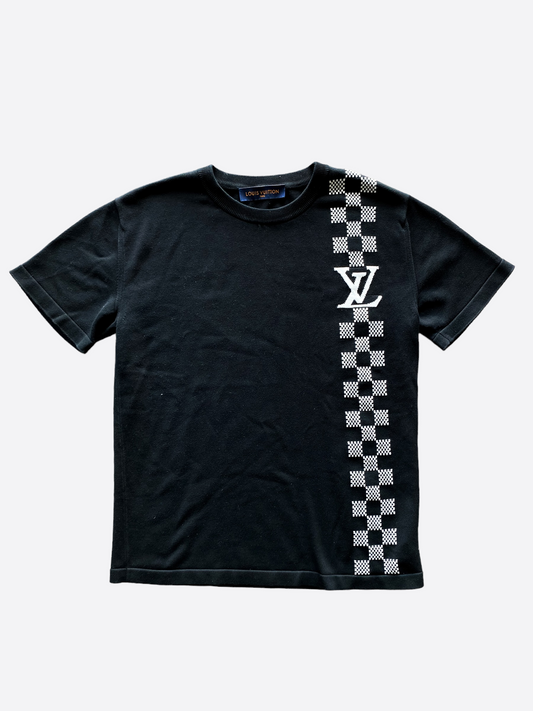 Louis Vuitton Black Intarsia Checkered Logo T-Shirt