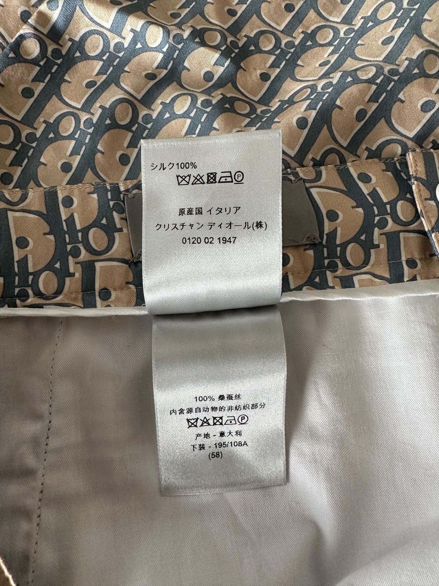 Dior Tan & Blue Oblique Bermuda Silk Shorts